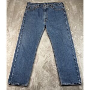 Levis 505 Regular Fit Jeans Mens 42x32 Blue Excellent Medium Wash Straight Leg